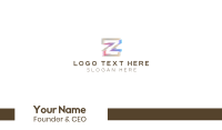 Gradient Glitch Letter Z Business Card Design