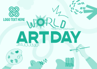 Quirky World Art Day Postcard Design