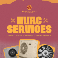 Retro HVAC Service Linkedin Post Design