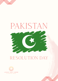 Pakistan Day Brush Flag Poster