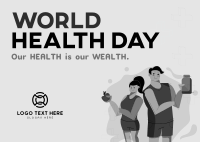 Healthy People Celebrates World Health Day Postcard Design
