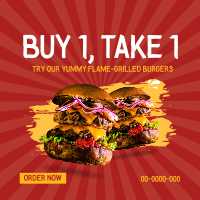 Flame Grilled Burgers Linkedin Post Design