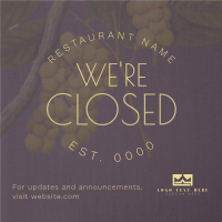 Rustic Closed Restaurant Instagram Post