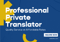 Professional Private Translator Postcard