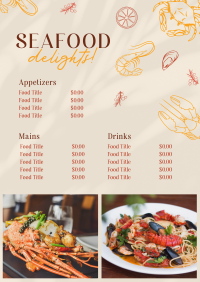 Minimalist Seafood Menu