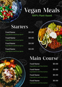 Minimalist Vegetarian Meals Menu Image Preview