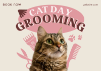 Cat Day Grooming Postcard