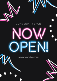 Now Open Neon Lights Flyer