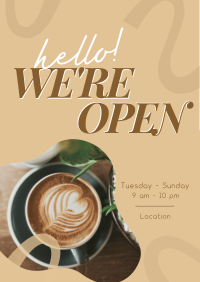 Open Coffee Shop Cafe Poster Design