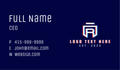 Static Motion Letter R Shield Business Card