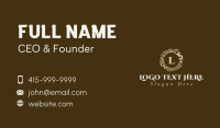 Gold Floral Wreath Lettermark Business Card Design