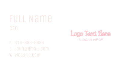 Pastel Pink Wordmark Business Card