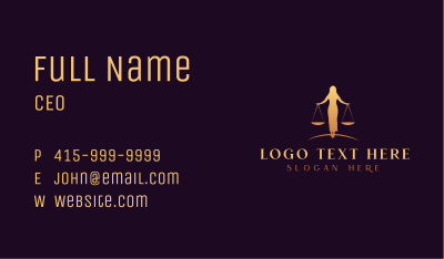 Woman Legal Justice Scale Business Card