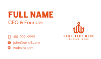Orange Anchor Letter W Business Card