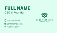 Green Geometric Letter V  Business Card