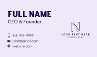 Linear Geometric Outline Letter N Business Card