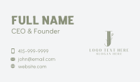 Elegant Floral Nature Letter J Business Card