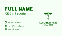 Green Herbal Caduceus Business Card