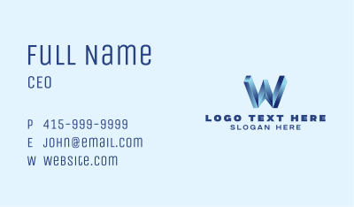 3D Generic Letter W Business Card Image Preview