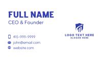 Blue Financial Arrow Shield Business Card Design