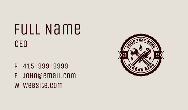 Pipe Wrench Handyman Business Card Design