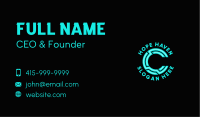 Neon Technology Letter C  Business Card