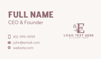 Floral Wellness Spa Letter E Business Card