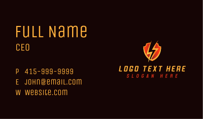 Lightning Bolt Shield Business Card