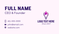 Purple Fire Light Bulb  Business Card Design