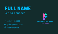 Multicolor Digital Letter P Business Card