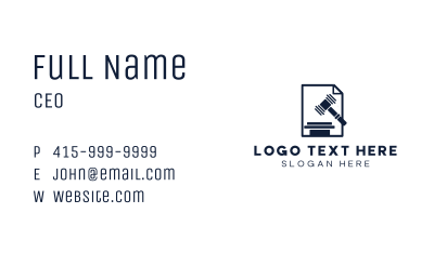 Legal Paper Justice Hammer Business Card Image Preview