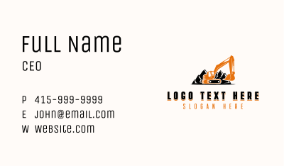 Mountain Quarry Excavator Business Card Image Preview