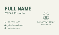 Green Monoline Flower Leaf Business Card