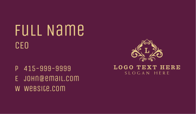 Crown Ornamental Lettermark Business Card