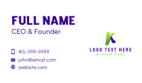 Letter K Gradient Tech Business Card