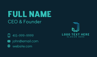 Startup Tech Multimedia Letter J Business Card