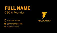 Yellow Thunderbolt Letter T Business Card