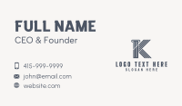 Lawyer Pillar Letter K Business Card