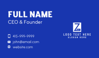Blue Greek Letter Z Business Card