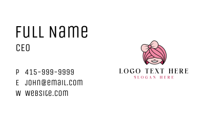 Pink Cute Girl Business Card Image Preview