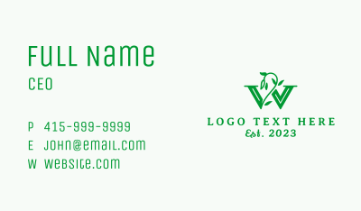 Vine Plant Letter W Business Card