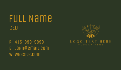 Justice Scale Hand Business Card