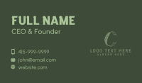 Green Leaf Letter C Business Card Design