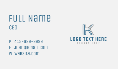 Modern Branding Letter K Business Card