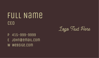Elegant Cursive Calligraphy Wordmark  Business Card