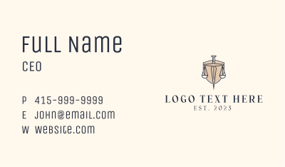 Justice Dagger Shield Business Card