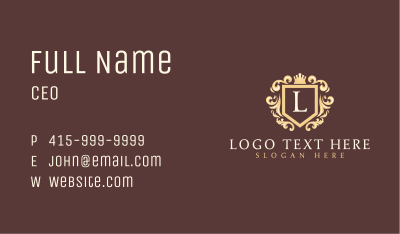 Luxury Shield Crown Lettermark Business Card