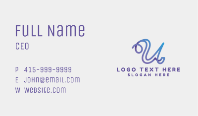 Gradient Modern Letter U Business Card Image Preview