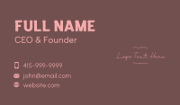 Pink Classy Handwritten Wordmark  Business Card