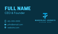 Blue Letter T Orbit Business Card